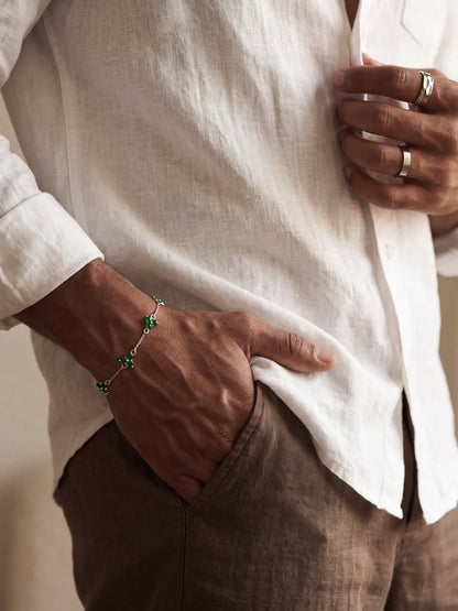 GREEN CLOVER BRACELET | Silver