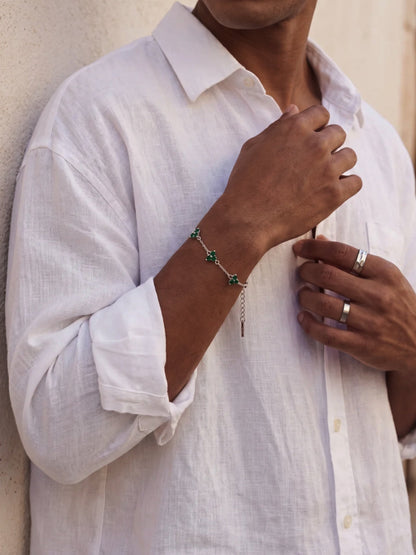 GREEN CLOVER BRACELET | Silver