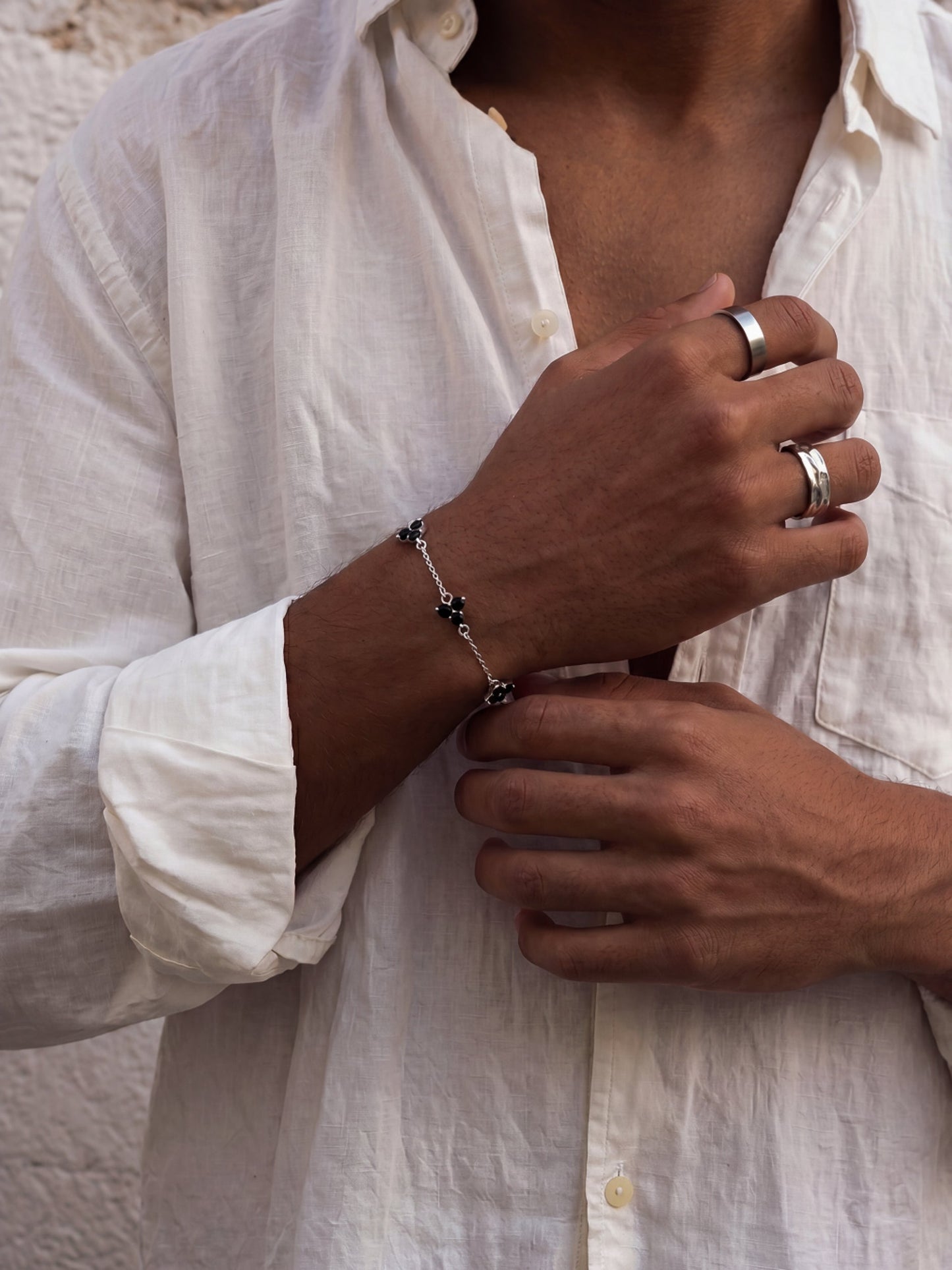MIDNIGHT CLOVER BRACELET | Silver