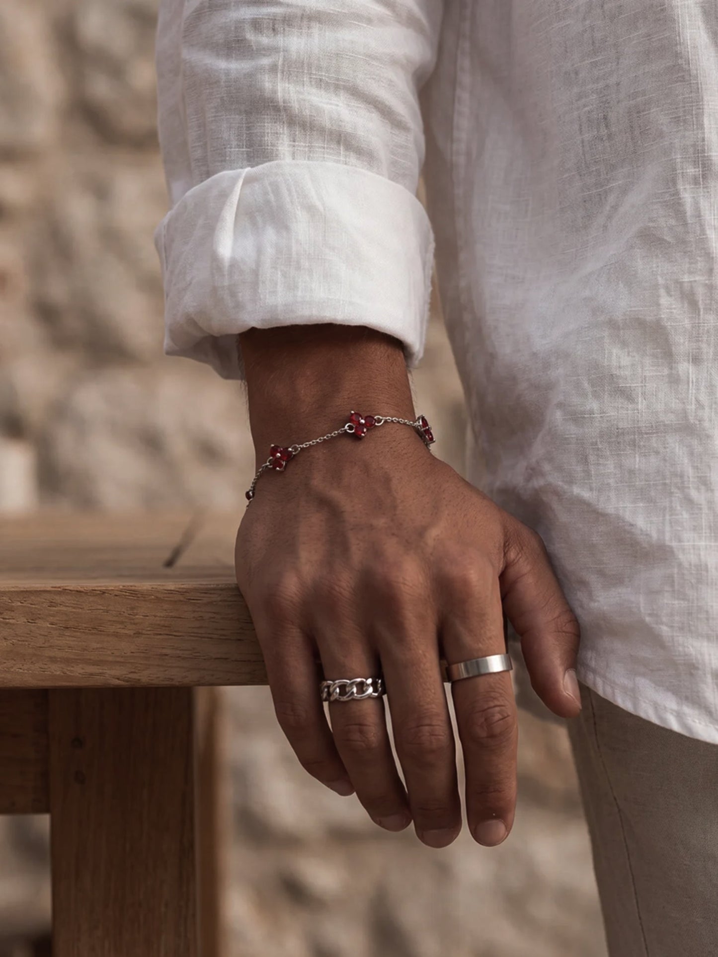 RED CLOVER BRACELET | Silver