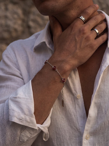 RED CLOVER BRACELET | Silver