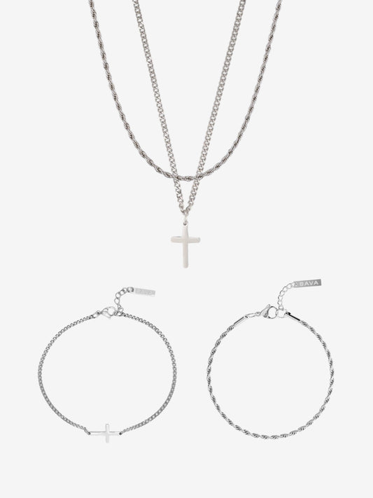 CROSS X ROPE 3MM SET | Silver